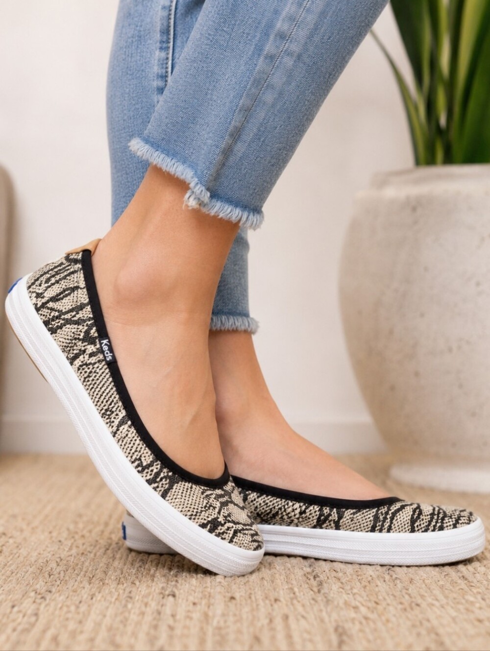 Keds NEW Bryn  Y2K Minimalist Revival Snake Comfort Ballet Flat Sneaker 6.5M